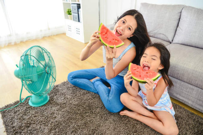 woman-child-fan-watermelon